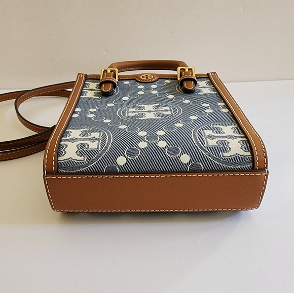 Tory Burch T Monogram Mini Denim Tote Bag - Picture 11 of 17